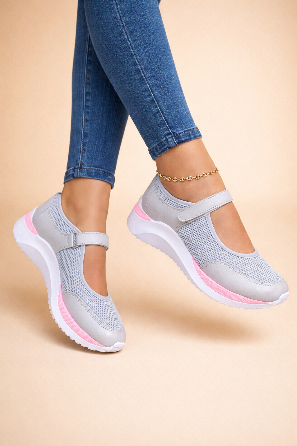Women's Comfortable Mary Jane Sneakers Breathable Mesh Rubber 3
