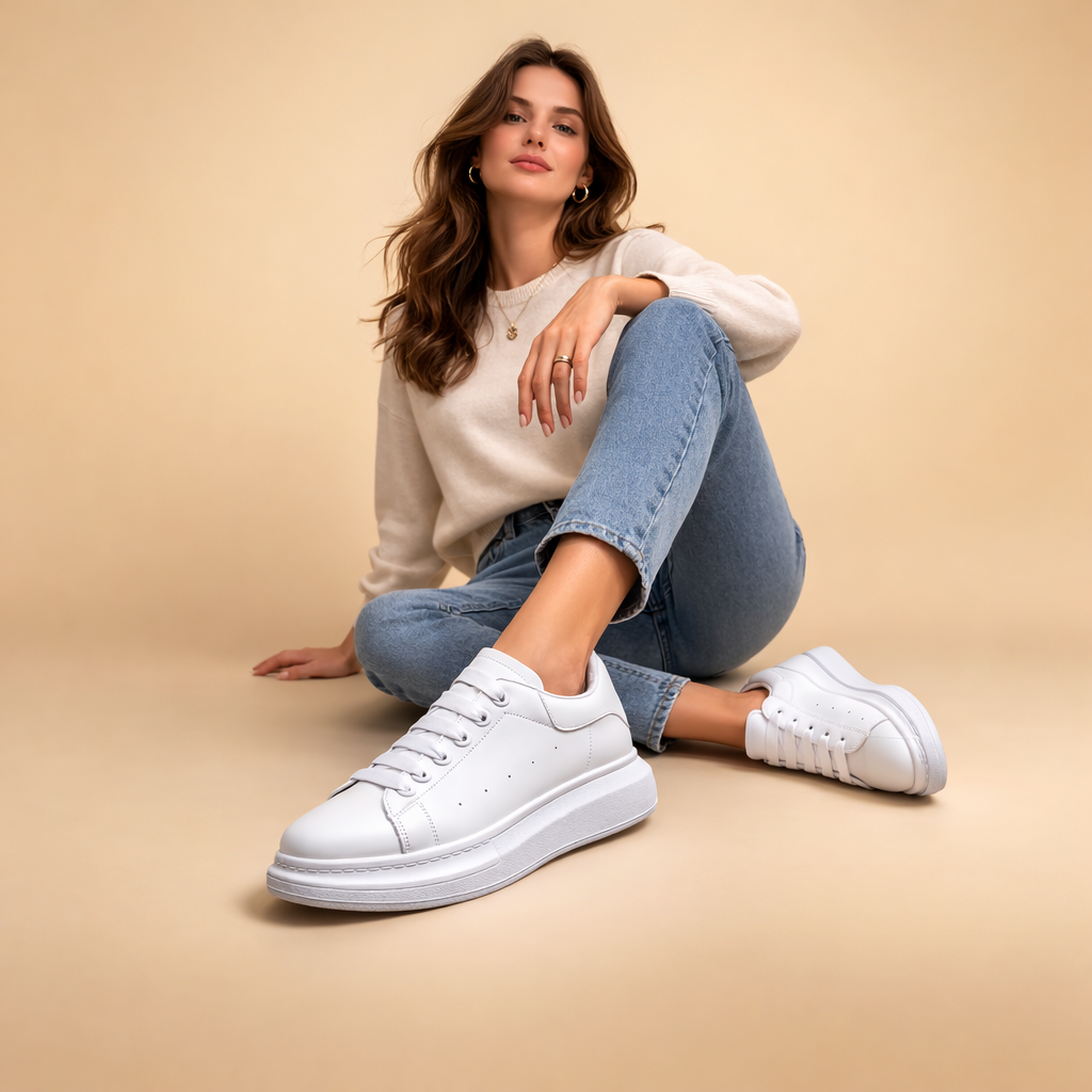 Women's Comfortable Platform Sneakers Synthetic Leather Modern Design 2