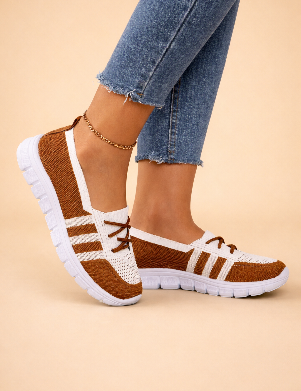 Women's Comfortable Slip-On Sneakers Breathable Knit Rubber 2