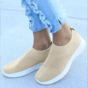 Women's Comfortable Slip-On Sneakers Breathable Knit Rubber 4