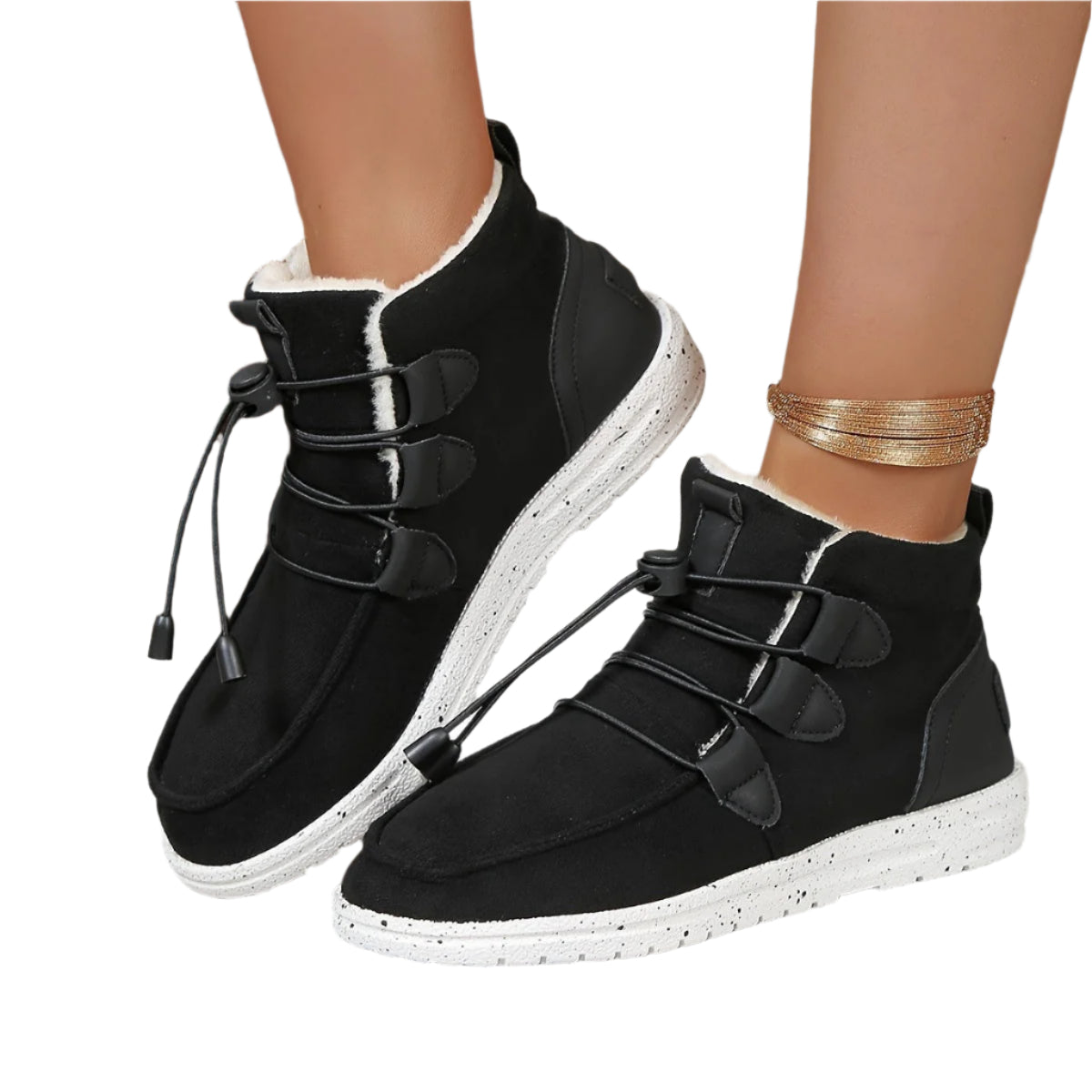 Women's Cozy Fleece-Lined Sneaker Boots Comfortable Rubber Sole 8