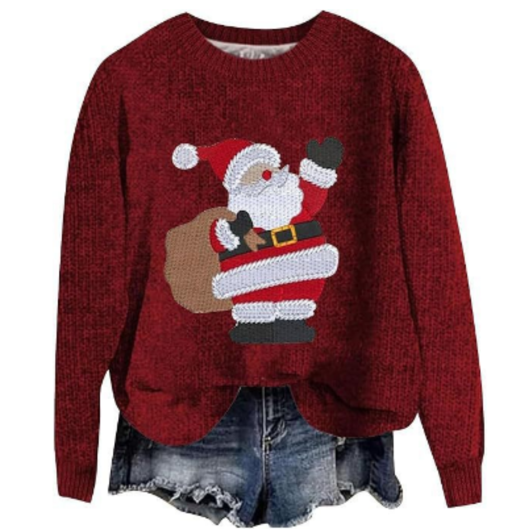 Women's Cozy Knit Long Sleeve Christmas Sweater 1