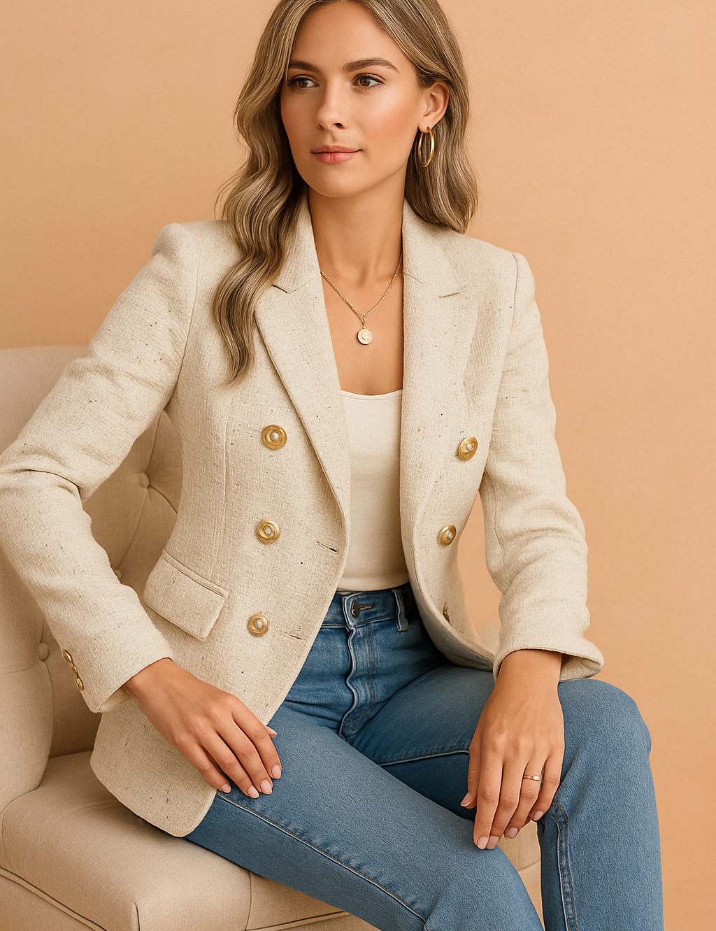 Women's Elegant Blazer Jacket Chic Fitted High-Quality Fabric 1