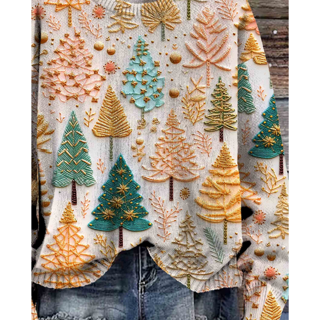 Women's Festive Christmas Sweater Cozy Knitted Fabric 0