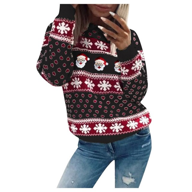 Women's Festive Christmas Sweater Warm Loose Fit High-Quality Fabric 0
