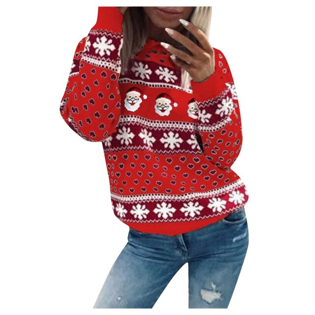 Women's Festive Christmas Sweater Warm Loose Fit High-Quality Fabric 3