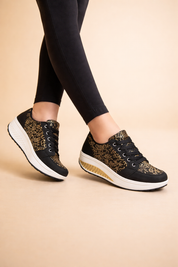 Women's Floral Lace-Up Platform Sneakers Comfortable Canvas 1