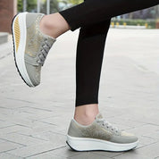 Women's Floral Lace-Up Platform Sneakers Comfortable Canvas 2