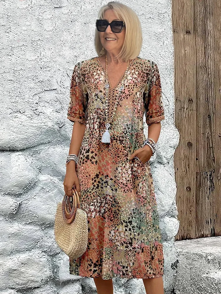 Women's Floral Midi Dress - Elegant Summer Dresses for Chic Outings 0