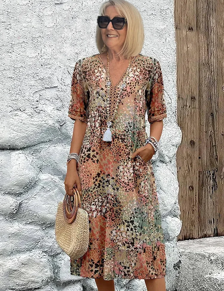 Women's Floral Midi Dress - Elegant Summer Dresses for Chic Outings 0