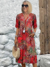 Women's Floral Midi Dress - Elegant Summer Dresses for Chic Outings 1