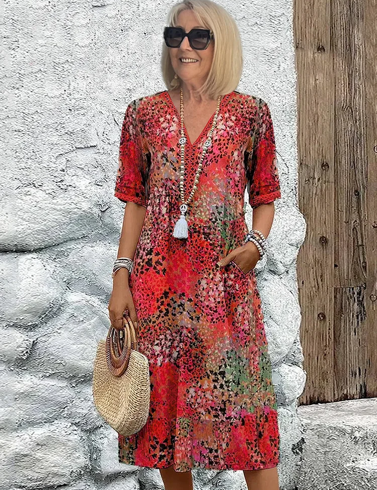 Women's Floral Midi Dress - Elegant Summer Dresses for Chic Outings 1
