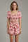 Women’s Floral Two Piece Set with Square Neck Crop Top and Shorts 0
