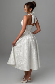Women's Formal Flared Halter Midi Dress for Wedding Guests & Elegant Occasions 4