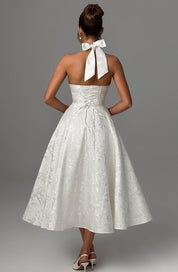 Women's Formal Flared Halter Midi Dress for Wedding Guests & Elegant Occasions 5