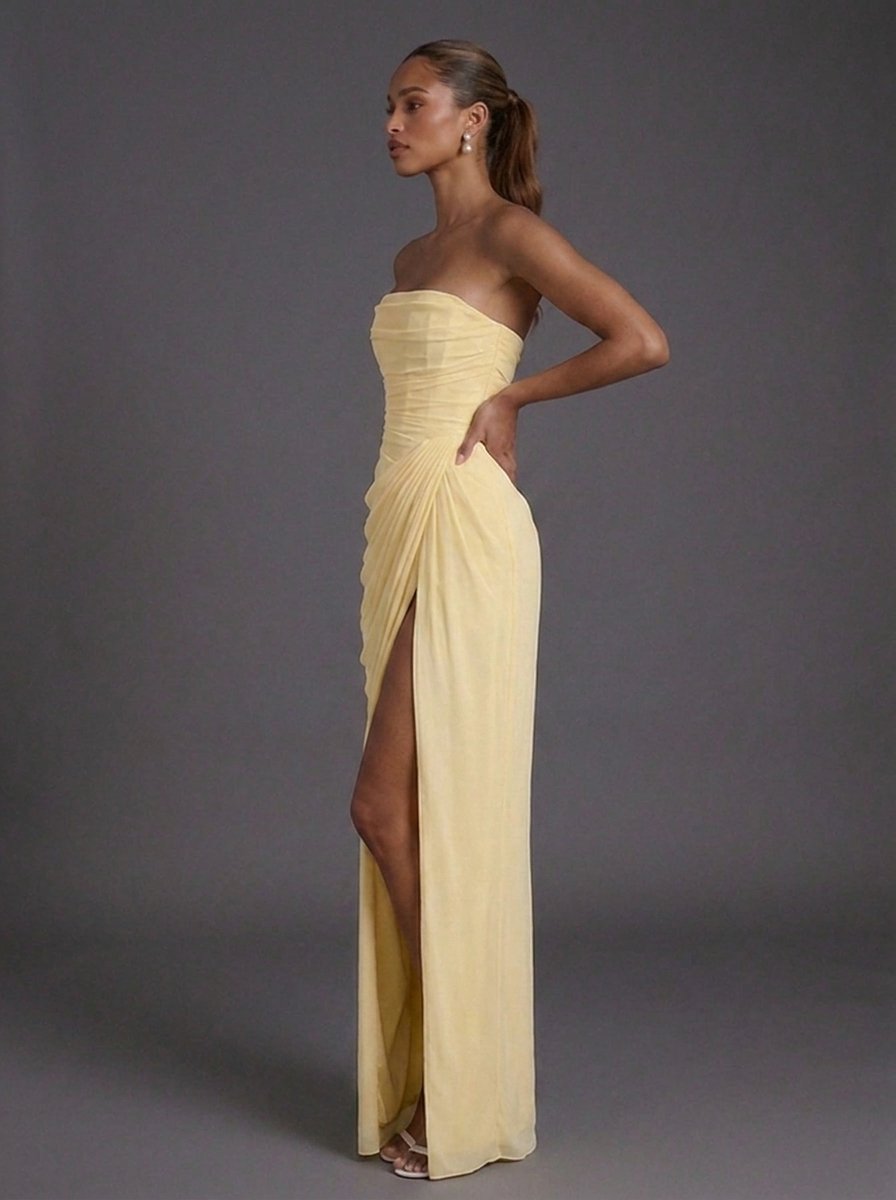 Women's Formal Maxi Dress - Strapless Corset Ruched Design for Cocktail Parties and Weddings 1