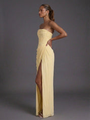 Women's Formal Maxi Dress - Strapless Corset Ruched Design for Cocktail Parties and Weddings 1