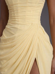Women's Formal Maxi Dress - Strapless Corset Ruched Design for Cocktail Parties and Weddings 2