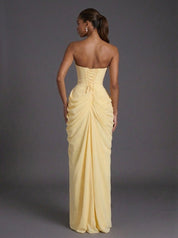 Women's Formal Maxi Dress - Strapless Corset Ruched Design for Cocktail Parties and Weddings 3
