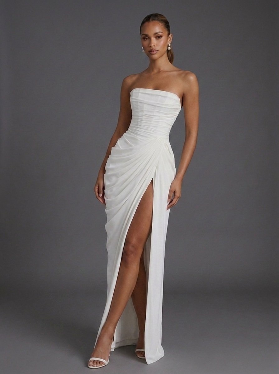 Women's Formal Maxi Dress - Strapless Corset Ruched Design for Cocktail Parties and Weddings 6