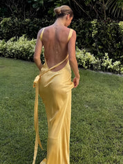 Women's Formal Maxi Dress with Open Back and Asymmetric Neckline 0