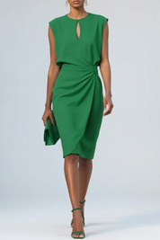 Women's Formal Summer Midi Dress with Keyhole Neckline and Ruffle Details for Elegant Occasions 4