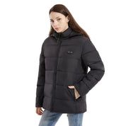 Women's Heated Hooded Puffer Jacket Two Tone Zip Up Insulated Winter Coat 0