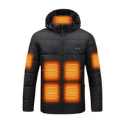 Women's Heated Hooded Puffer Jacket Two Tone Zip Up Insulated Winter Coat 1