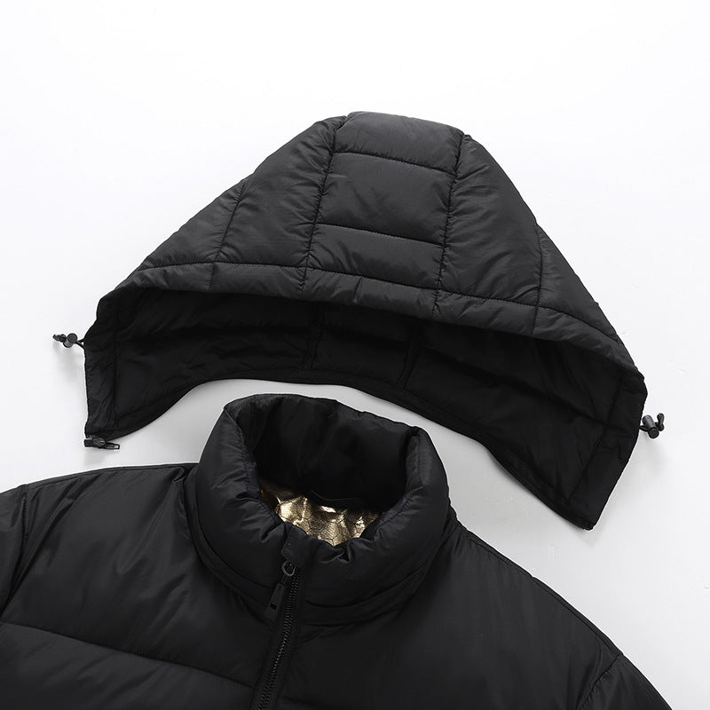 Women's Heated Hooded Puffer Jacket Two Tone Zip Up Insulated Winter Coat 4
