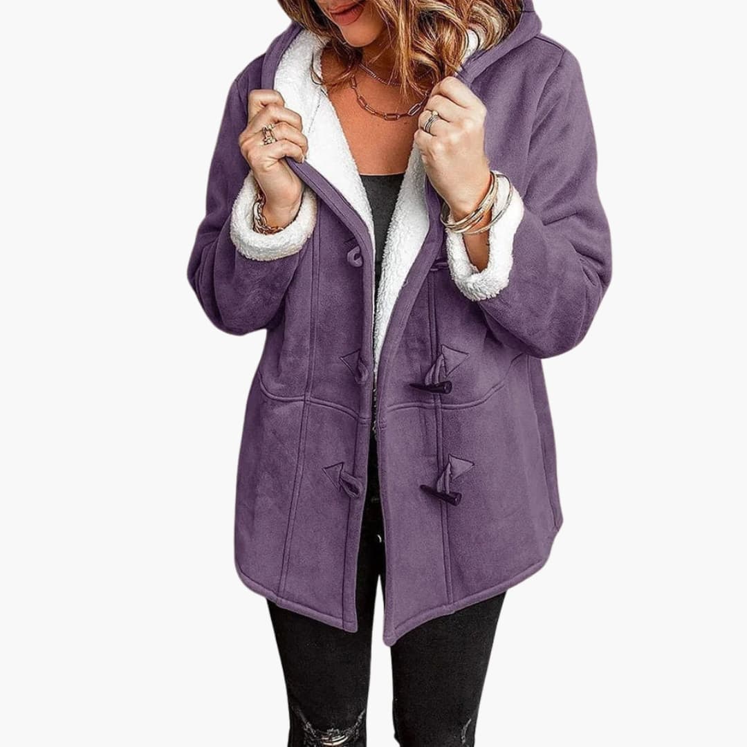 Women's Hooded Fleece-Lined Jacket with Toggle Closure - Stylish Women's Jacket for Cold Weather and Casual Outings 3