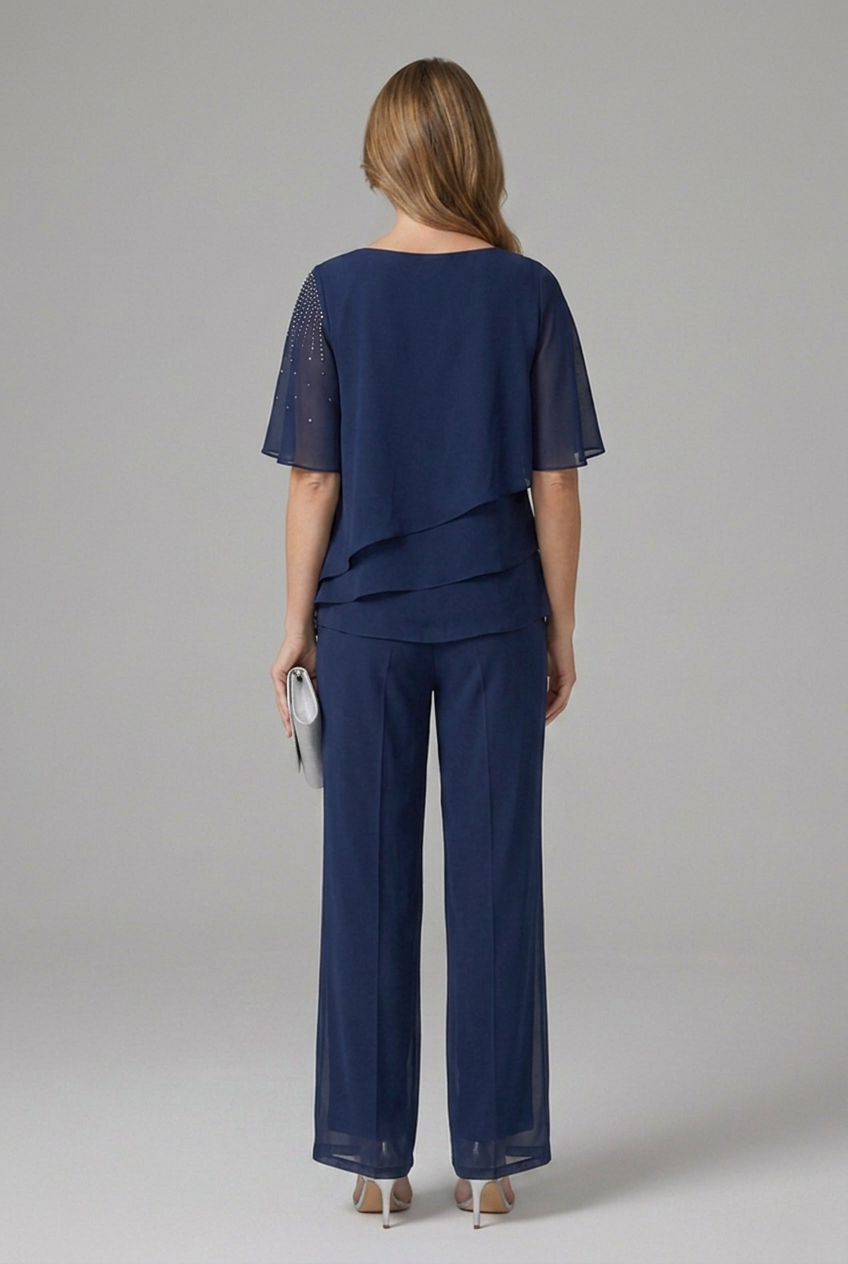 Women’s Layered Top and Straight Leg Trousers Set for Casual Elegant Wear 3