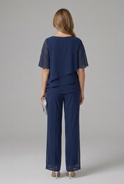 Women’s Layered Top and Straight Leg Trousers Set for Casual Elegant Wear 3