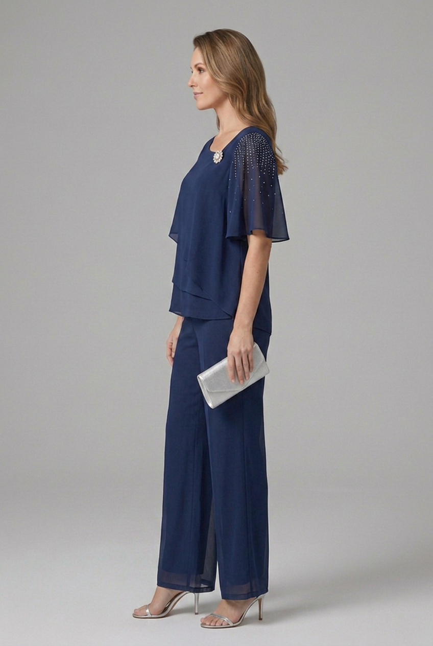Women’s Layered Top and Straight Leg Trousers Set for Casual Elegant Wear 4