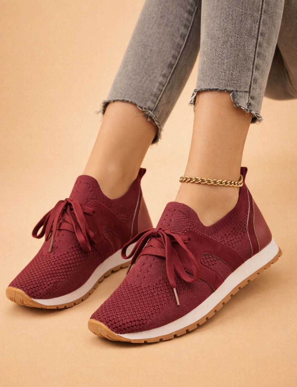 Women's Lightweight Knit Sneakers Comfortable Breathable Fiber Blend 5