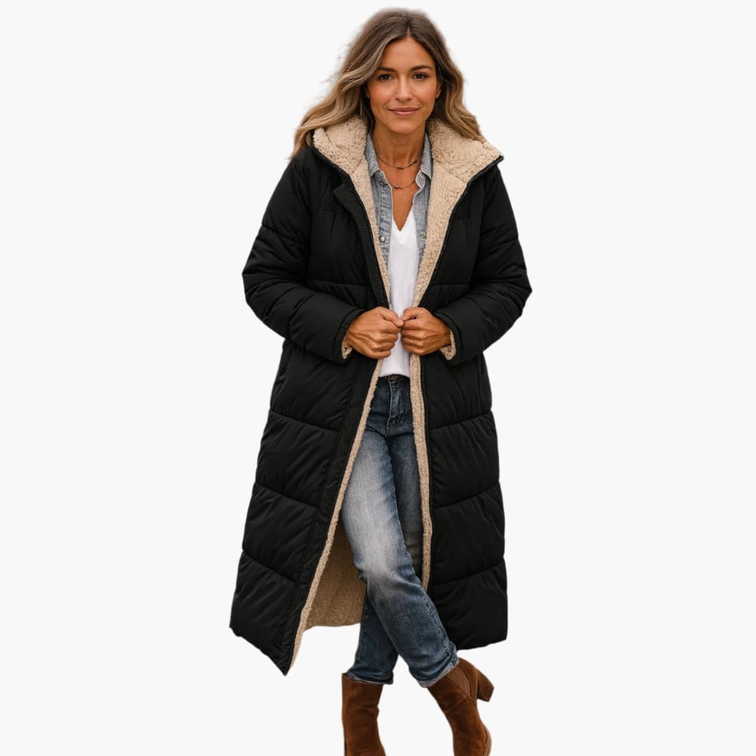 Women's Long Quilted Coat with Hood - Stylish Winter Coats for Women, Warm Outerwear for Cold Weather 0