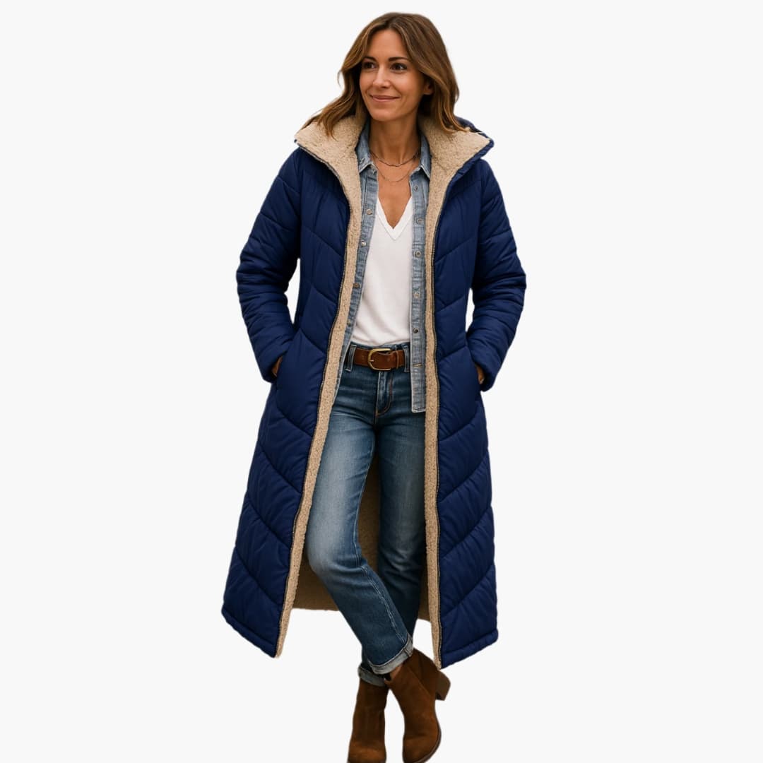 Women's Long Quilted Coat with Hood - Stylish Winter Coats for Women, Warm Outerwear for Cold Weather 1