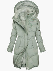 Women's Long Quilted Hooded Winter Coat - Stylish Winter Coats for Cold Weather 0
