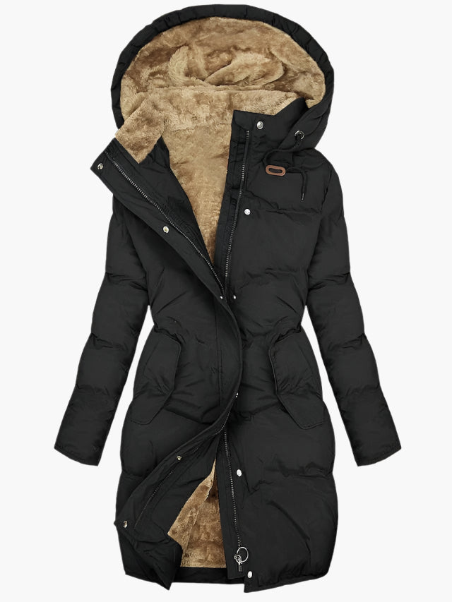 Women's Long Quilted Hooded Winter Coat - Stylish Winter Coats for Cold Weather 1
