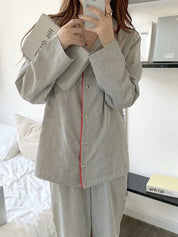 Women's Long Sleeve Stripe Print Pyjama Set Comfortable Lounge Wear 3