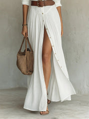 Women's Maxi Dress - Boho Summer Shirt Dress with Waist Belt & Button Placket for Effortless Style 1