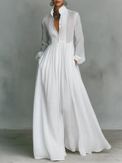 Women's Maxi Dress - Elegant Stand-Up Collar Summer Dress for Formal and Casual Occasions 0