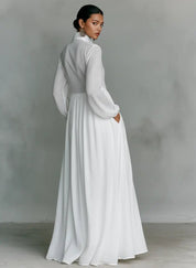 Women's Maxi Dress - Elegant Stand-Up Collar Summer Dress for Formal and Casual Occasions 1