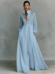 Women's Maxi Dress - Elegant Stand-Up Collar Summer Dress for Formal and Casual Occasions 2