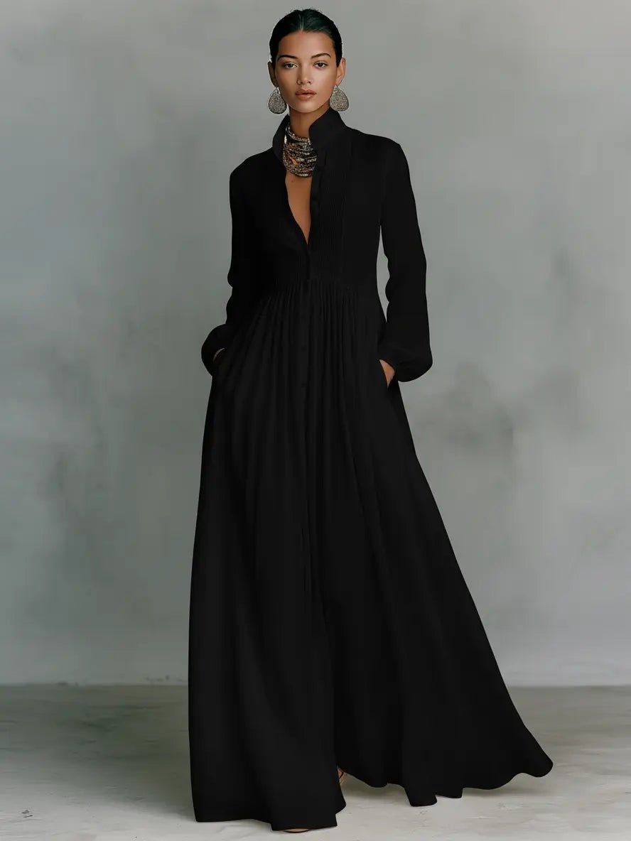 Women's Maxi Dress - Elegant Stand-Up Collar Summer Dress for Formal and Casual Occasions 3