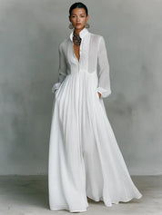 Women's Maxi Dress - Elegant Stand-Up Collar Summer Dress for Formal and Casual Occasions 6