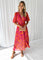 Women's Midi Dress with Puff Sleeves V-Neck Floral Print Summer Dress 0