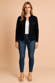 Women's Modern Blazer Stylish Zipper Design High-Quality Fabric 0