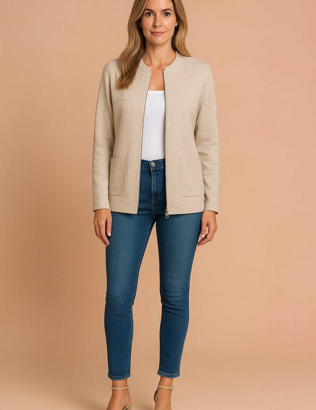 Women's Modern Blazer Stylish Zipper Design High-Quality Fabric 1