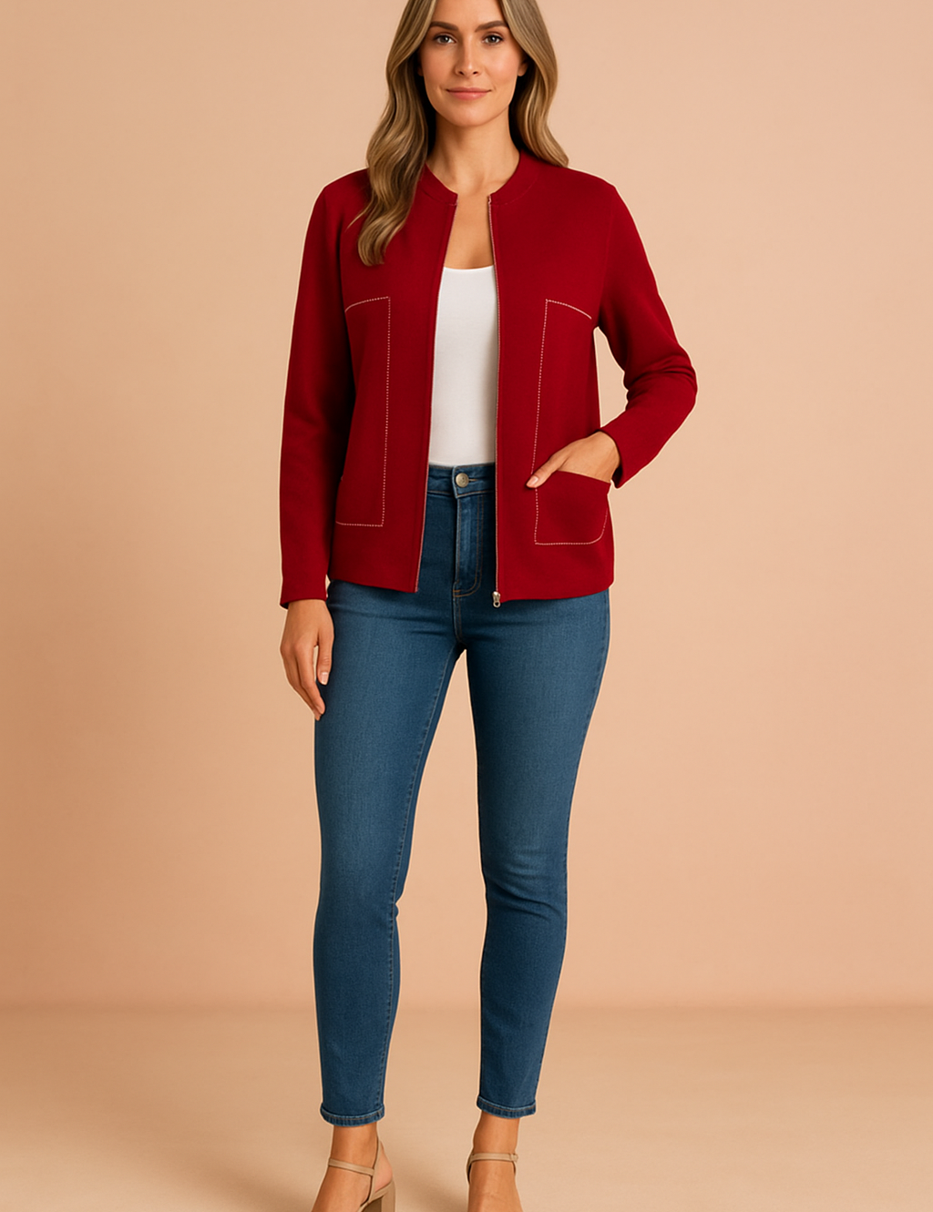 Women's Modern Blazer Stylish Zipper Design High-Quality Fabric 2