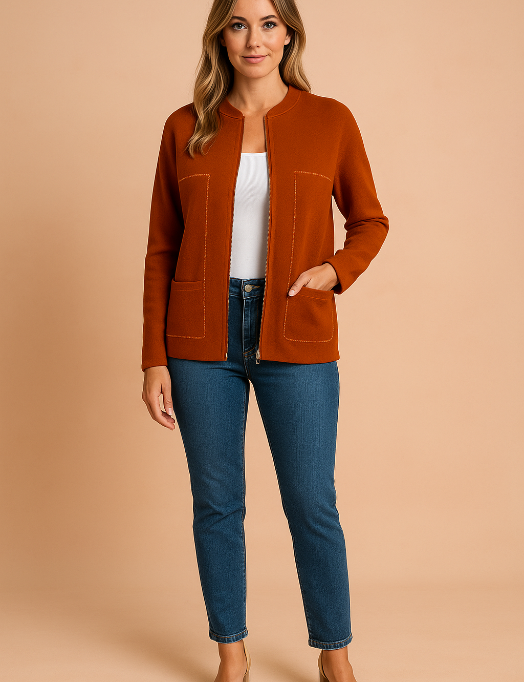 Women's Modern Blazer Stylish Zipper Design High-Quality Fabric 5